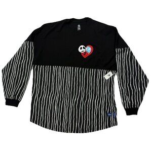 Disney Nightmare Before Christmas Womens L Spirit Jersey Shirt Black White Jack
